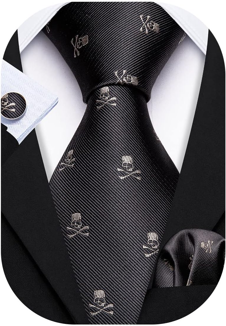 Barry.Wang Store Fun Animal Ties for Men Designer Handkerchief Cufflink WOVEN Casual Necktie Set Festival - Image 1